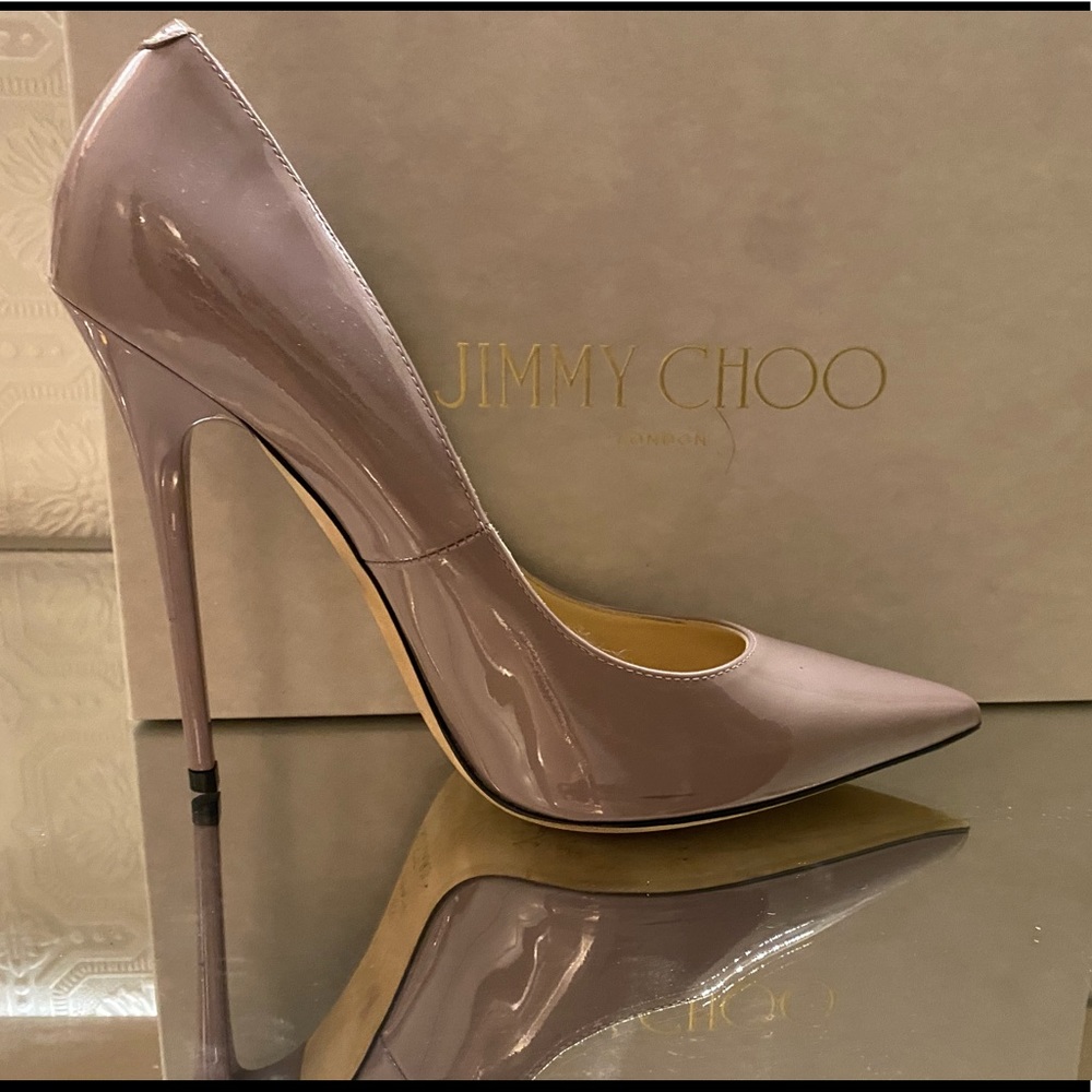 Jimmy Choo Anouk Mauve patient leather stilettos